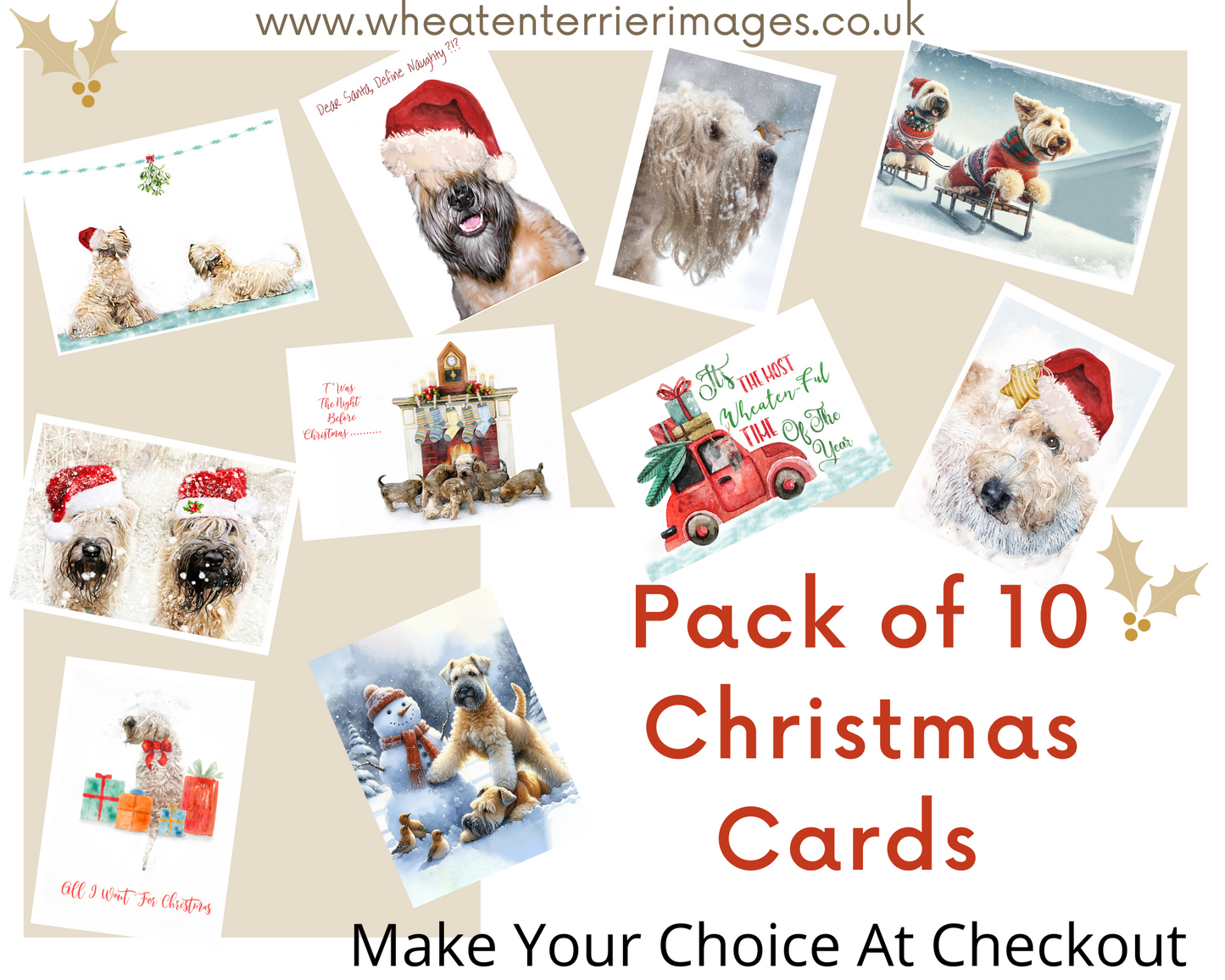 Wheaten Terrier Christmas Card Selection Pack of 10