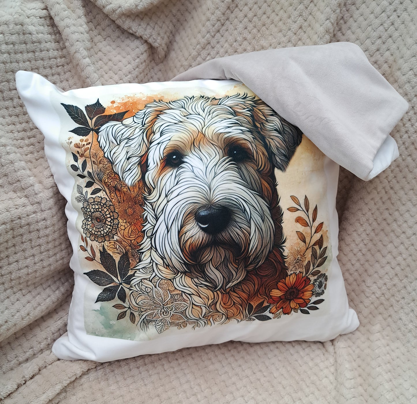 Velvet Two Colour Autumnal Wheaten Cushion Cover