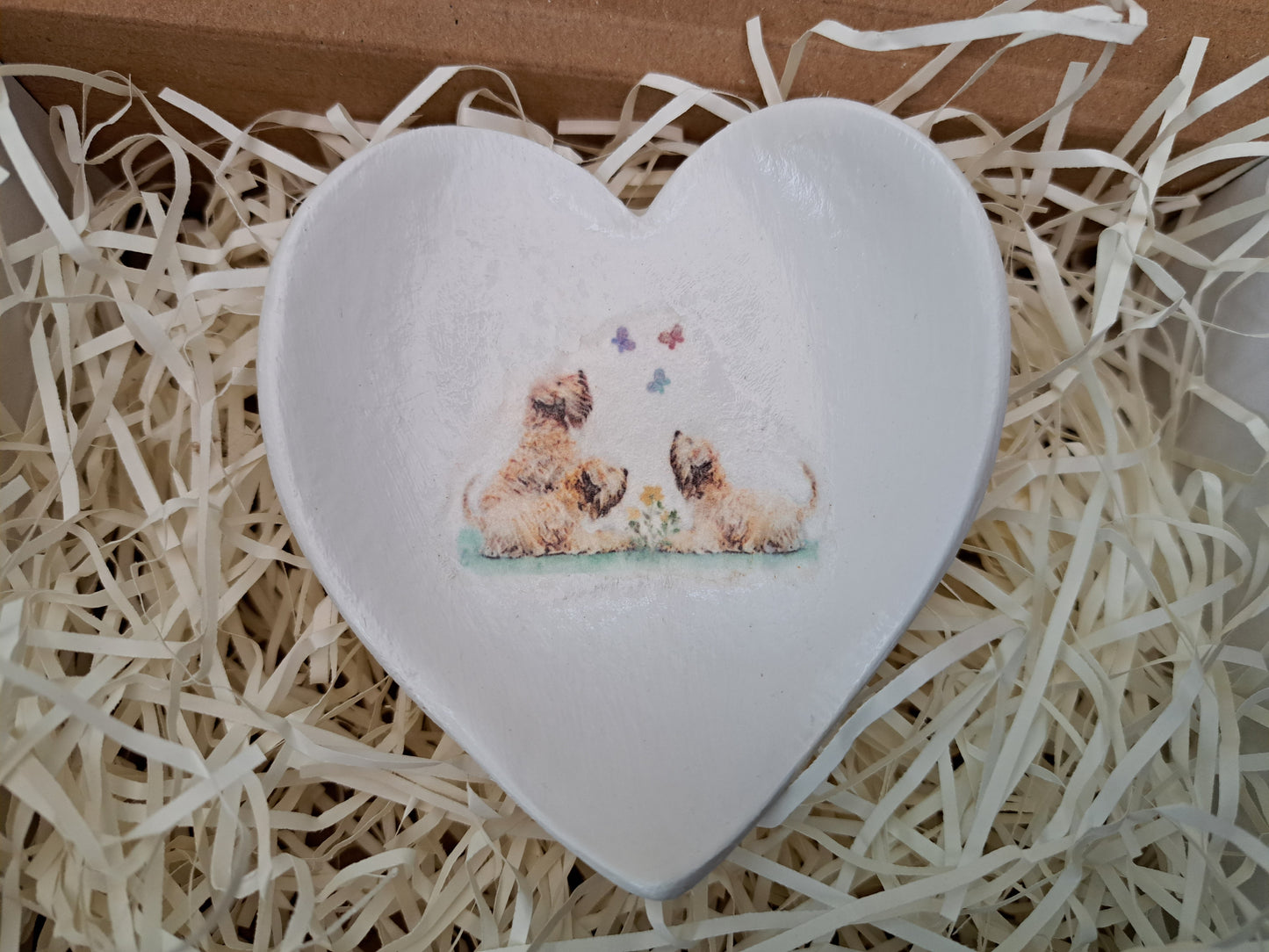 Wheatens & Butterflies Heart Trinket Dish