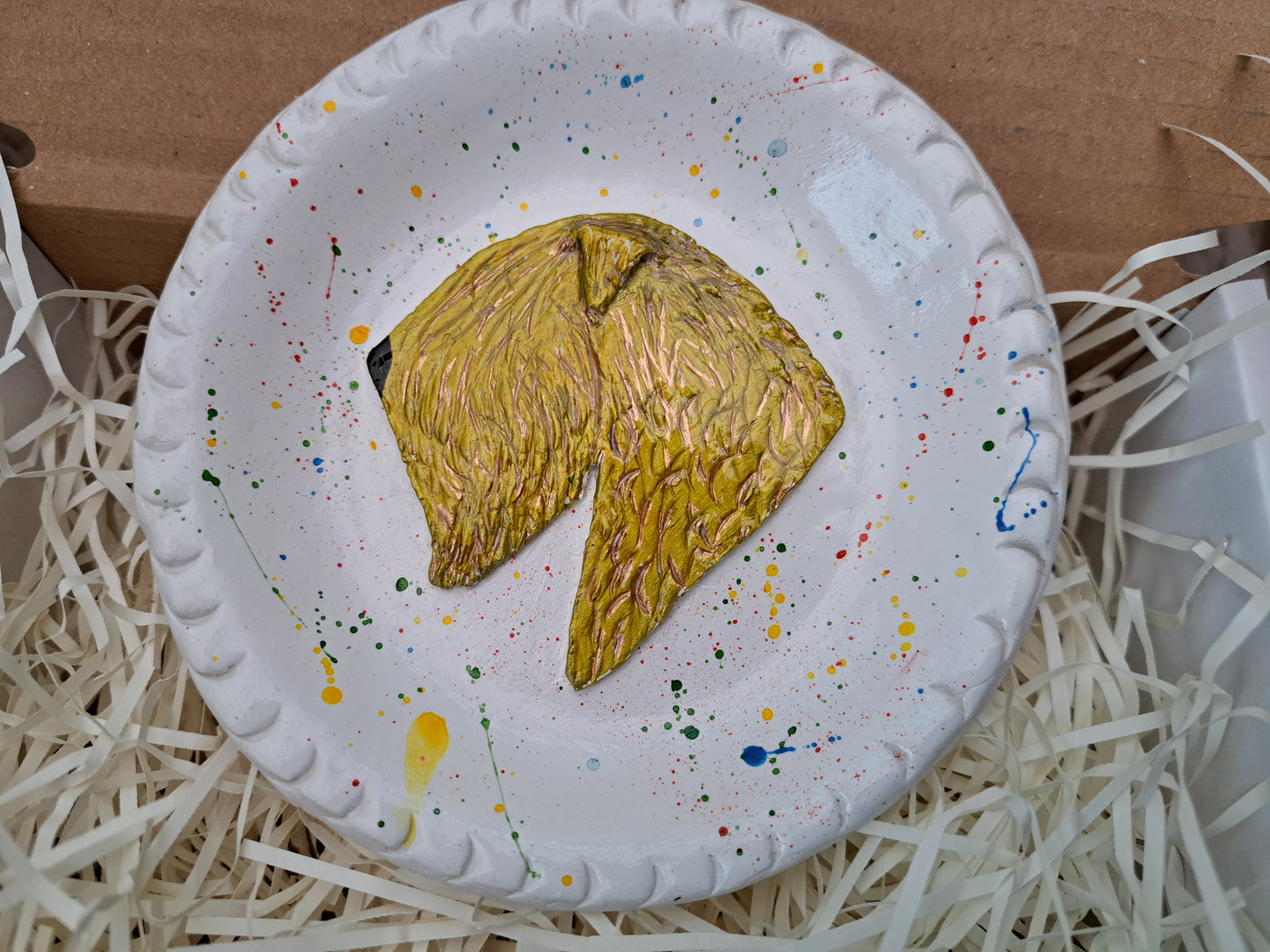 Wheaten Head Study Paint Splatter Trinket Dish