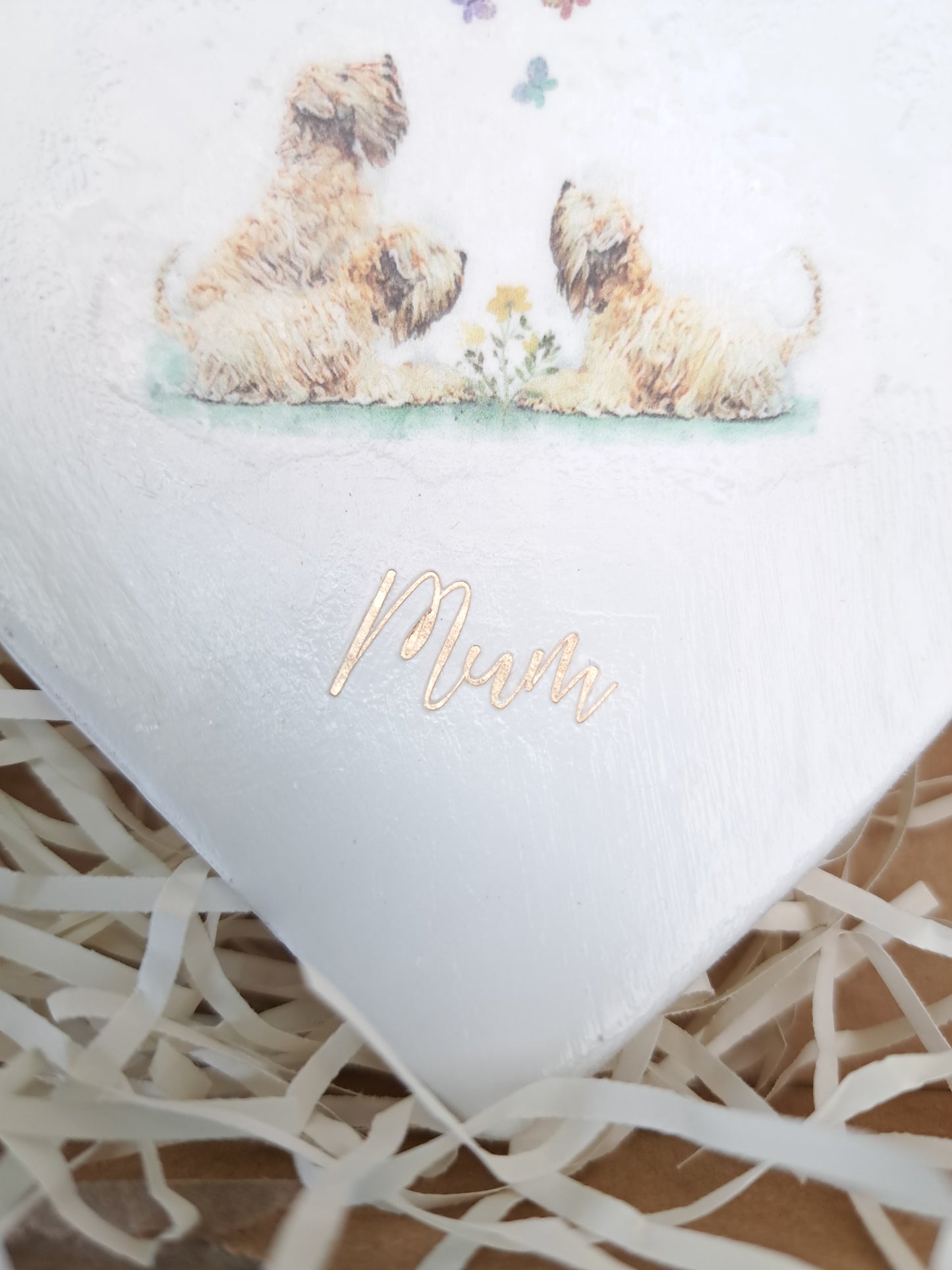Mum With Wheatens & Butterflies Heart Trinket Dish