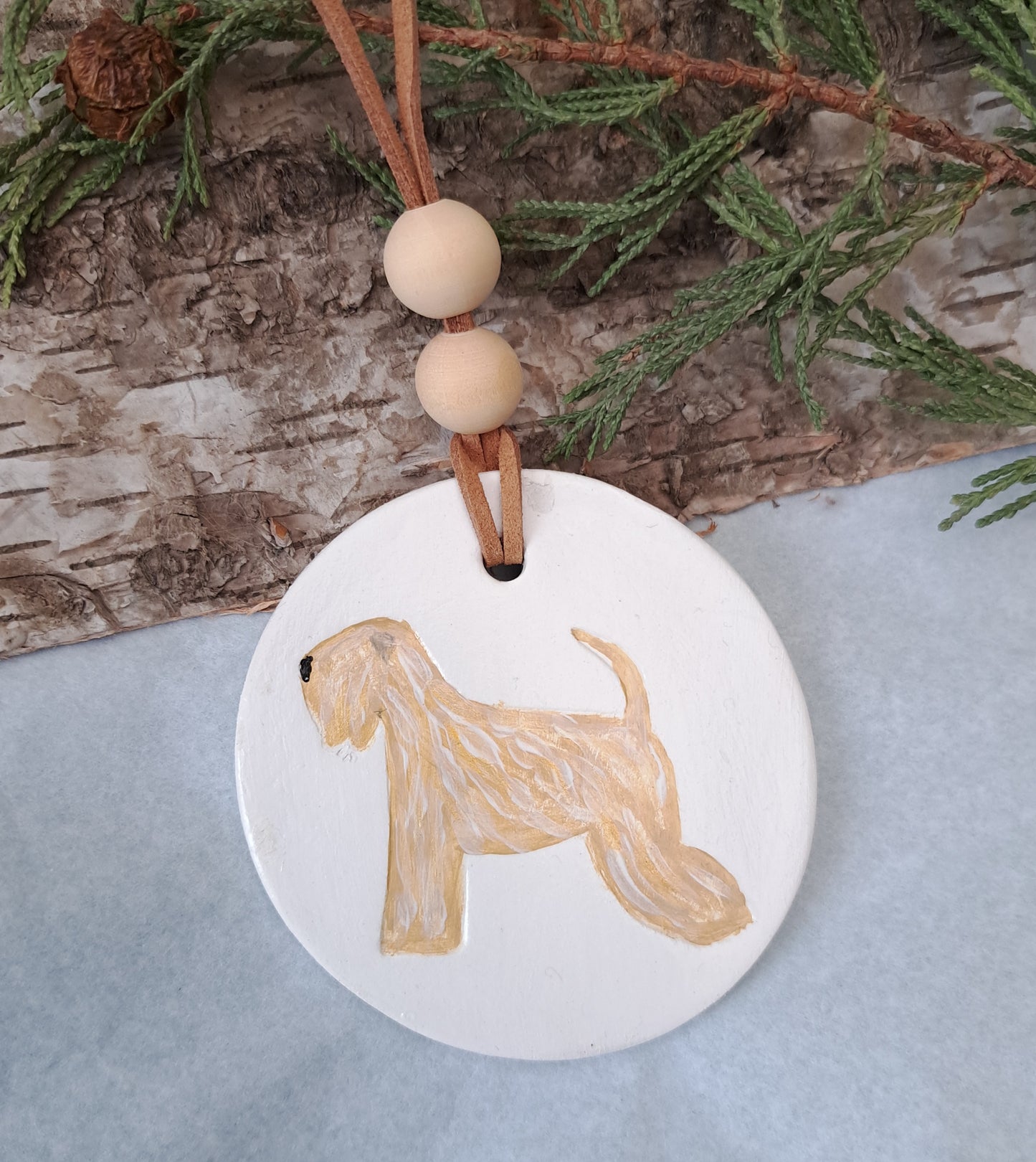Hand Painted Wheaten Clay & Natural Bead Diffuser