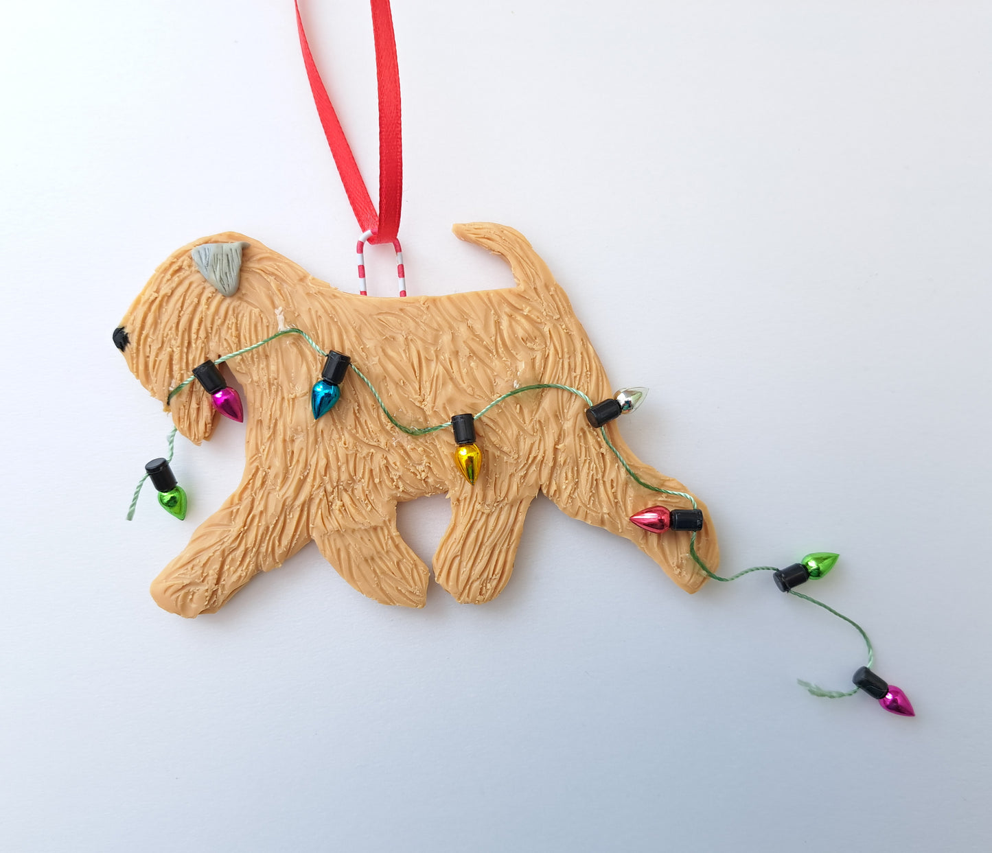 Cheeky Wheaten Running With Christmas Tree Lights Tree Decoration