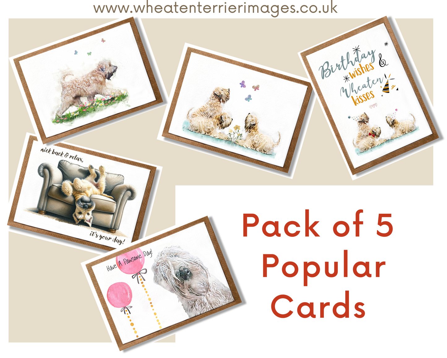 Wheaten Terrier Popular Cards Pack of 5