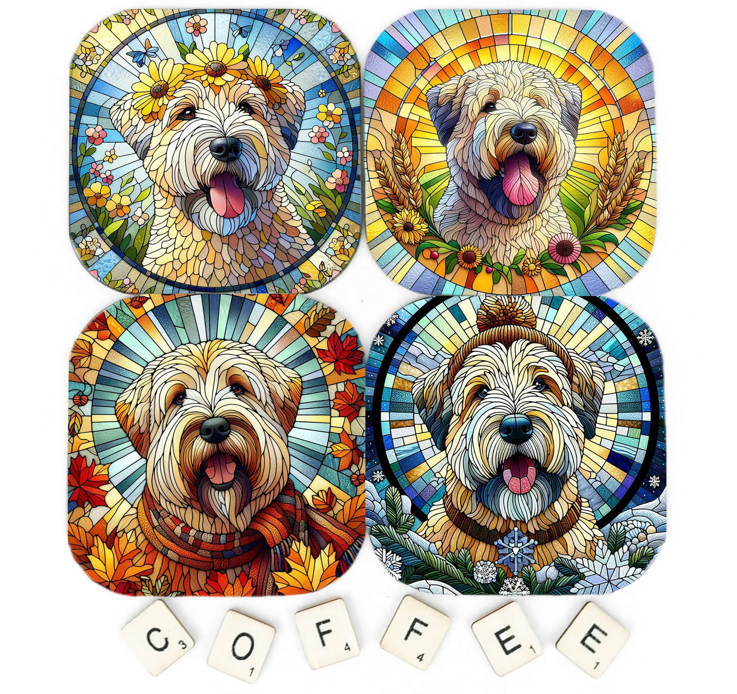 Wheaten Terrier Seasons Coasters