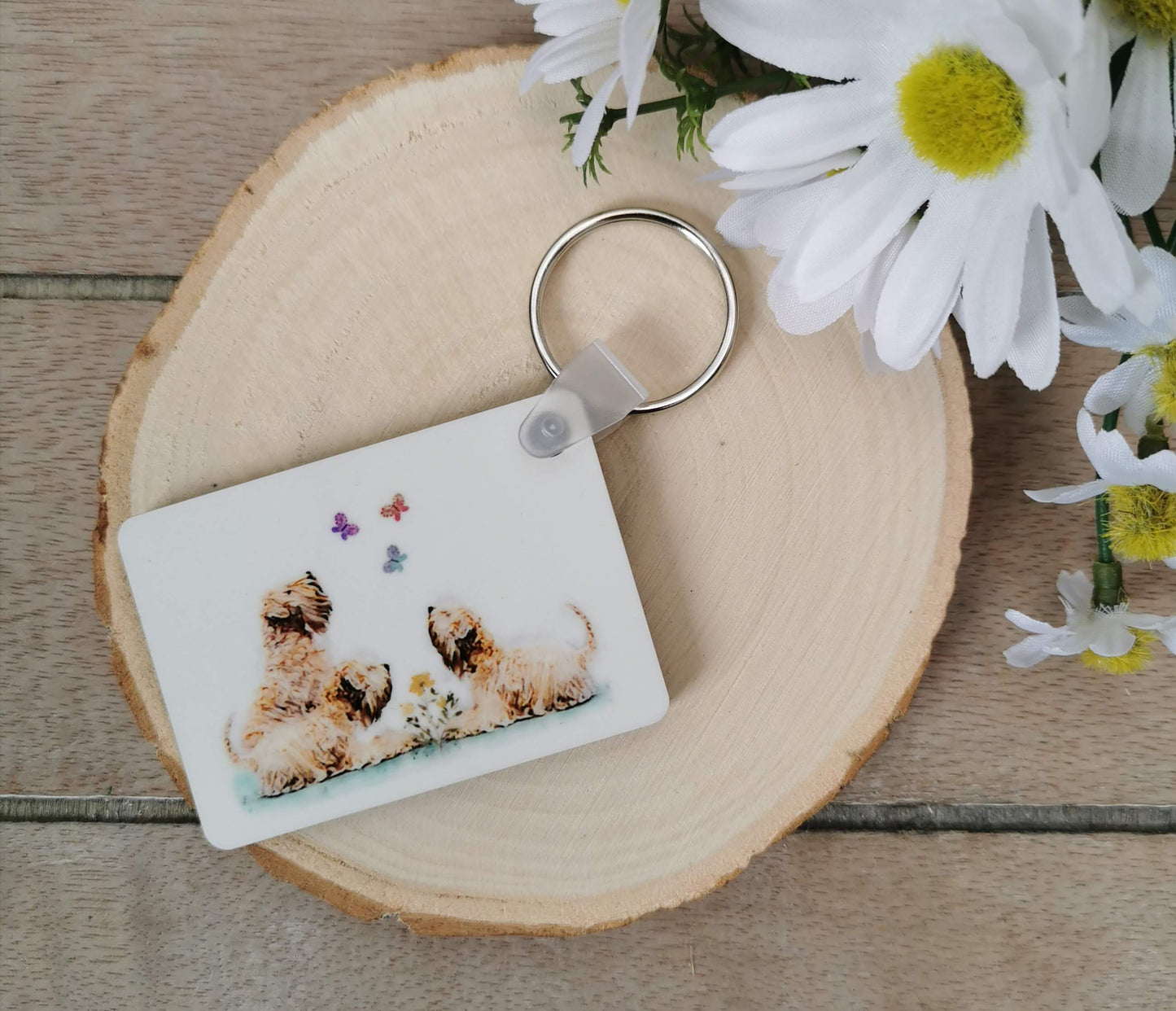 Wheatens & Butterflies Keyring