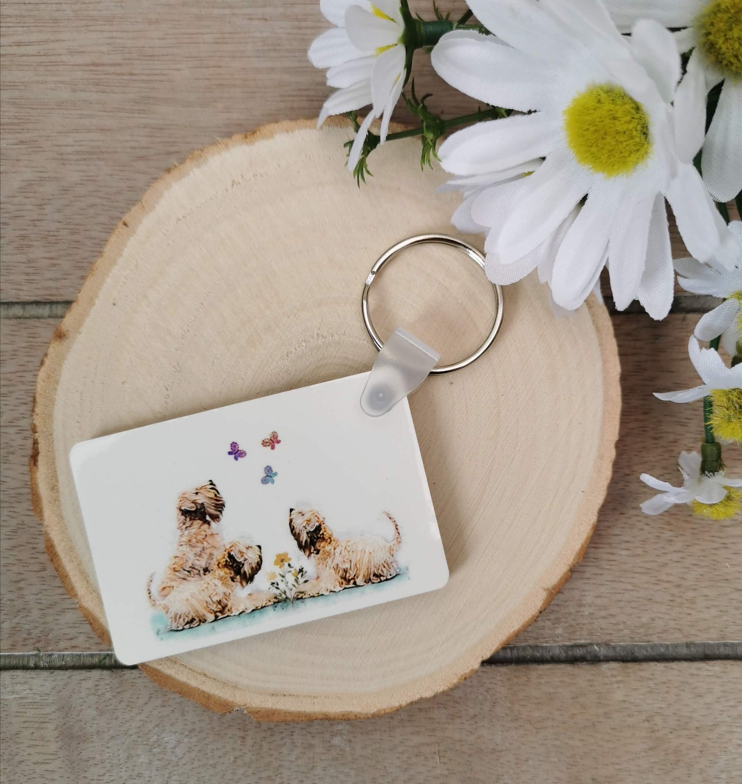 Wheatens & Butterflies Keyring