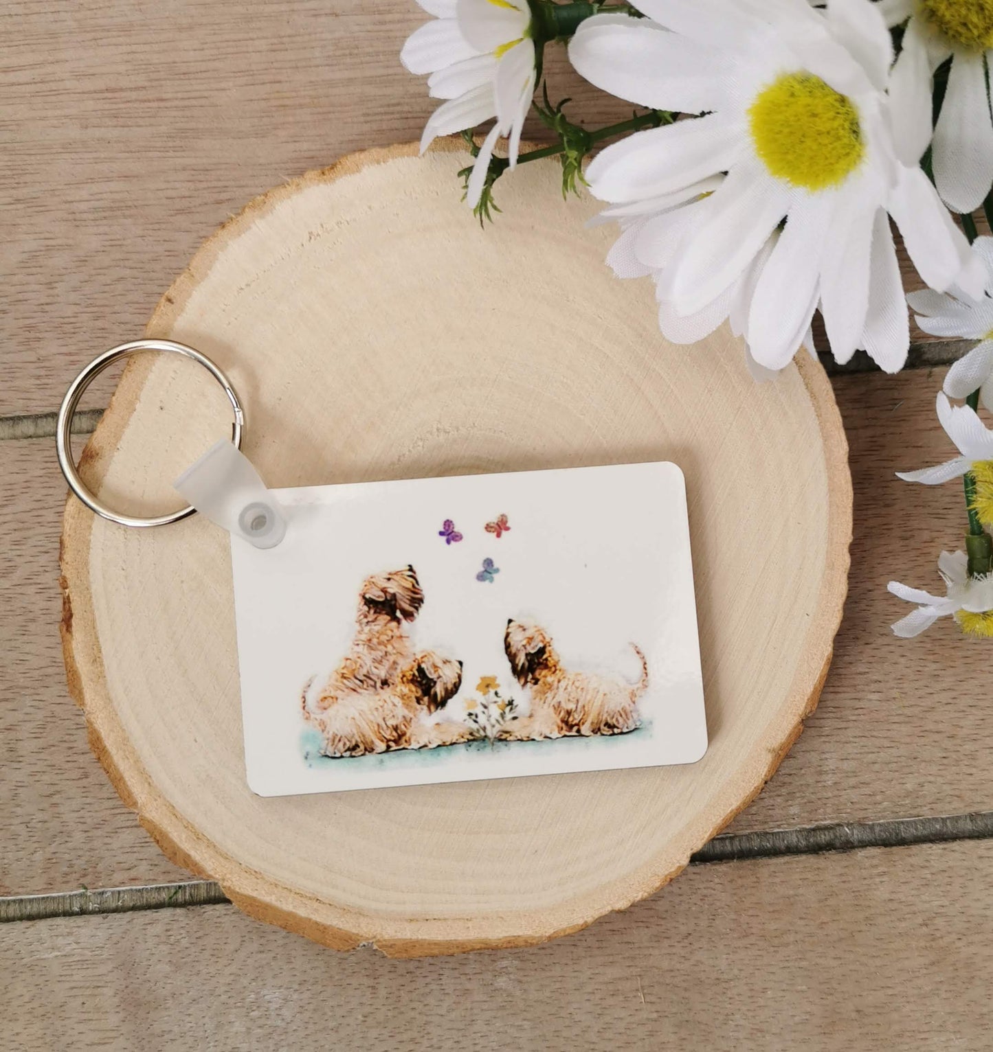 Wheatens & Butterflies Keyring