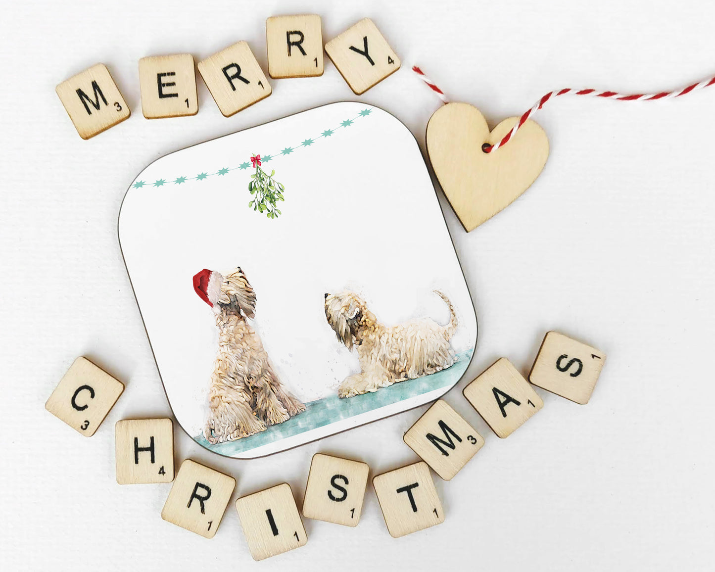 Mistletoe Wheaten Coaster