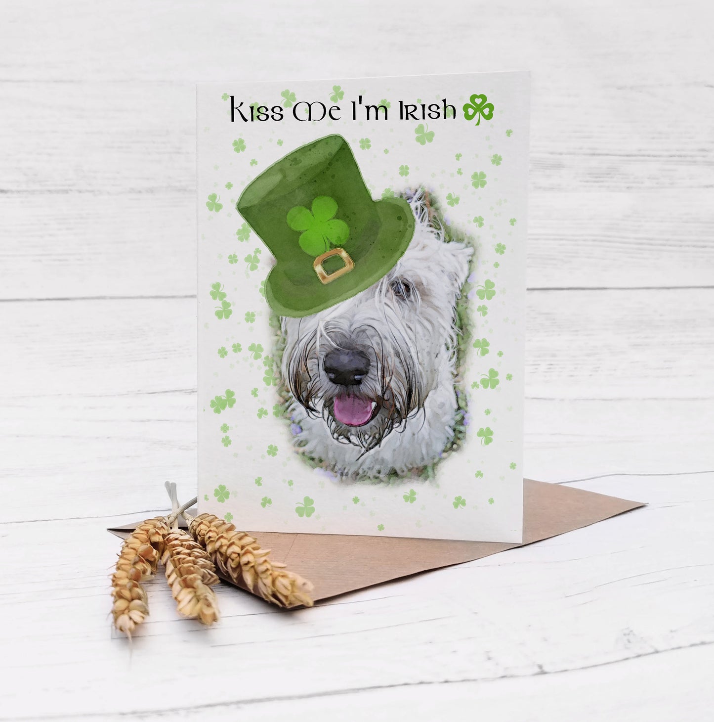 Soft Coated Wheaten Terrier Good Luck Card