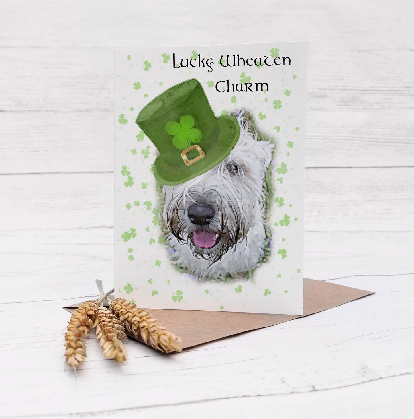 Soft Coated Wheaten Terrier Good Luck Card