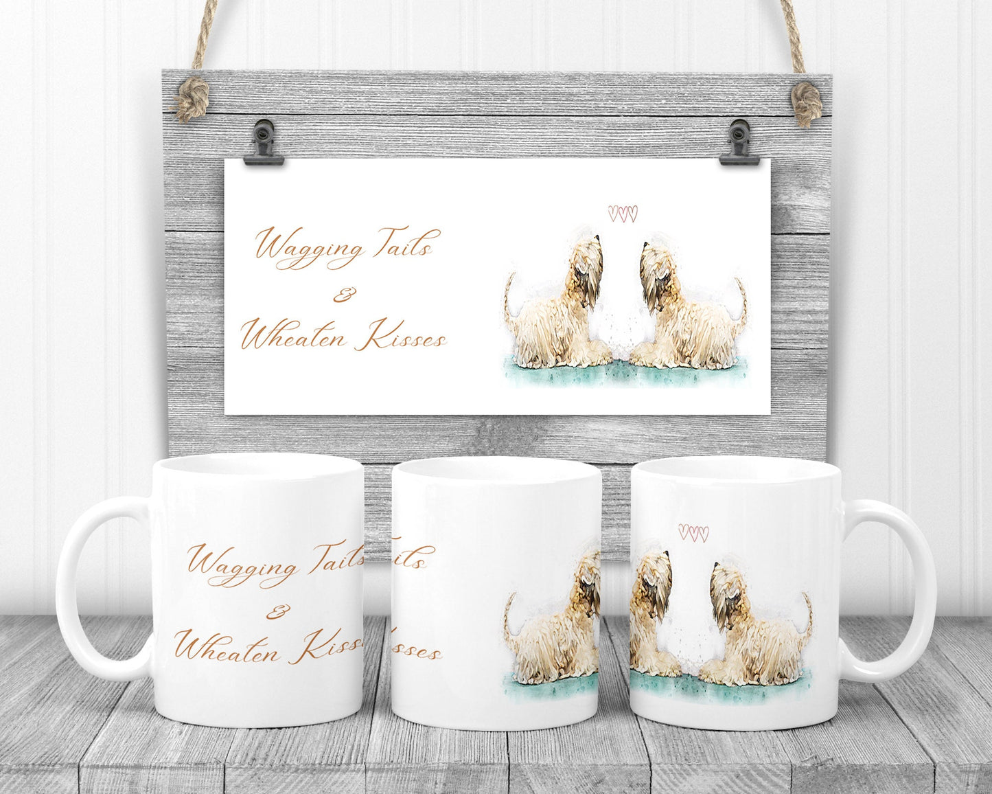 wheaten terrier wagging tails & wheaten kisses mug