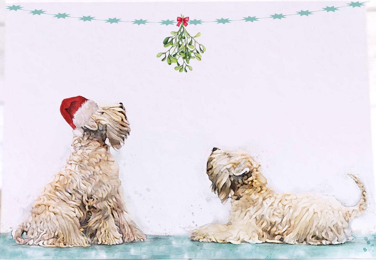 Mistletoe Wheaten Christmas Heart Tree Decoration