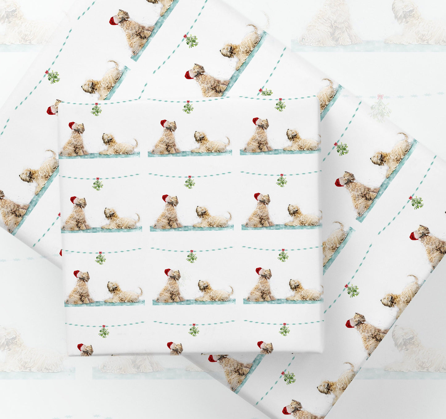soft coated wheaten terrier mistletoe wheaten christmas paper