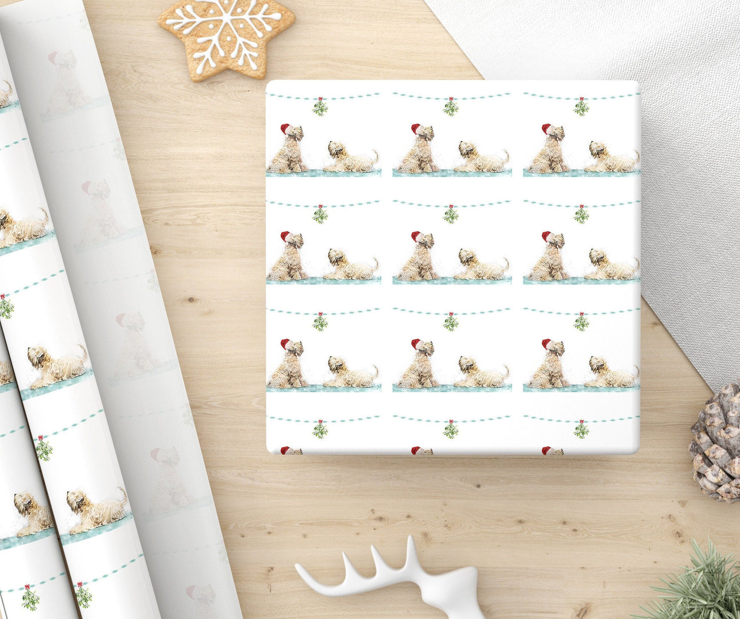 soft coated wheaten terrier mistletoe wheaten christmas paper