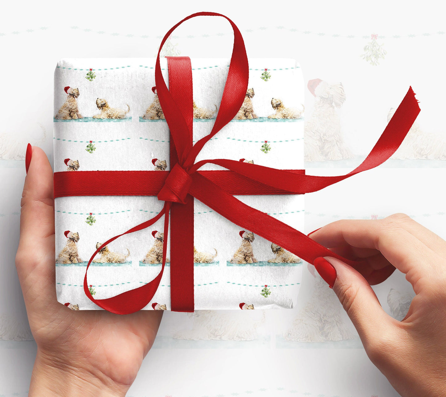 soft coated wheaten terrier mistletoe wheaten christmas paper