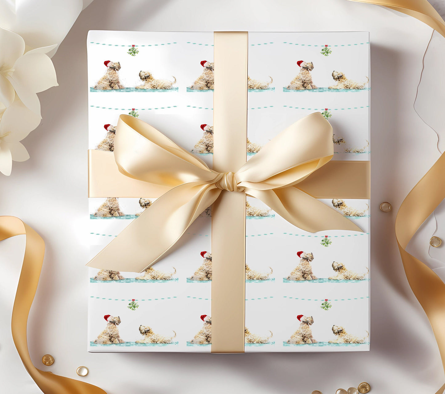 soft coated wheaten terrier mistletoe wheaten christmas paper