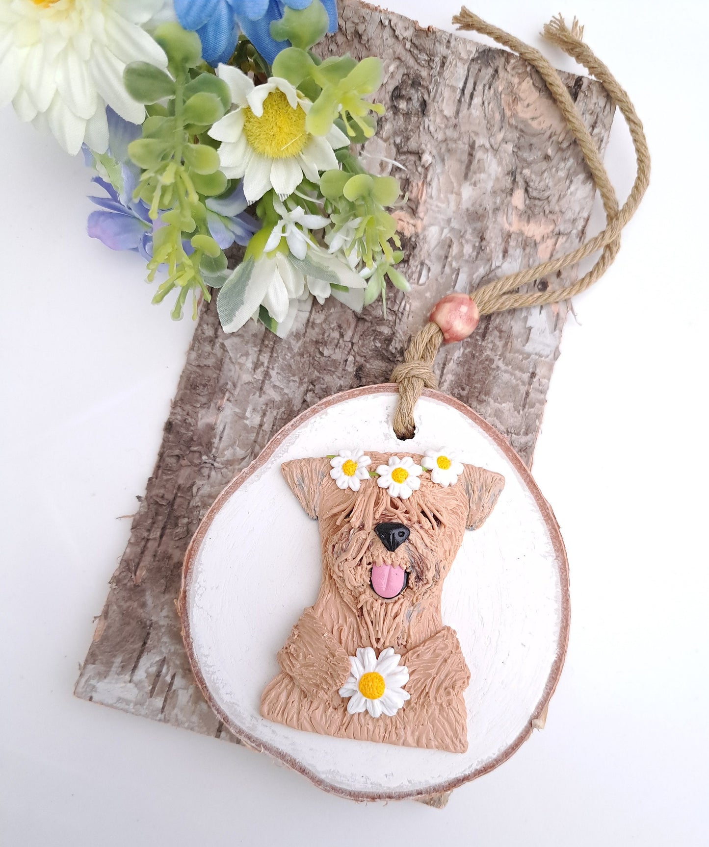 Wheaten Terrier & Daisies Wall Hanging