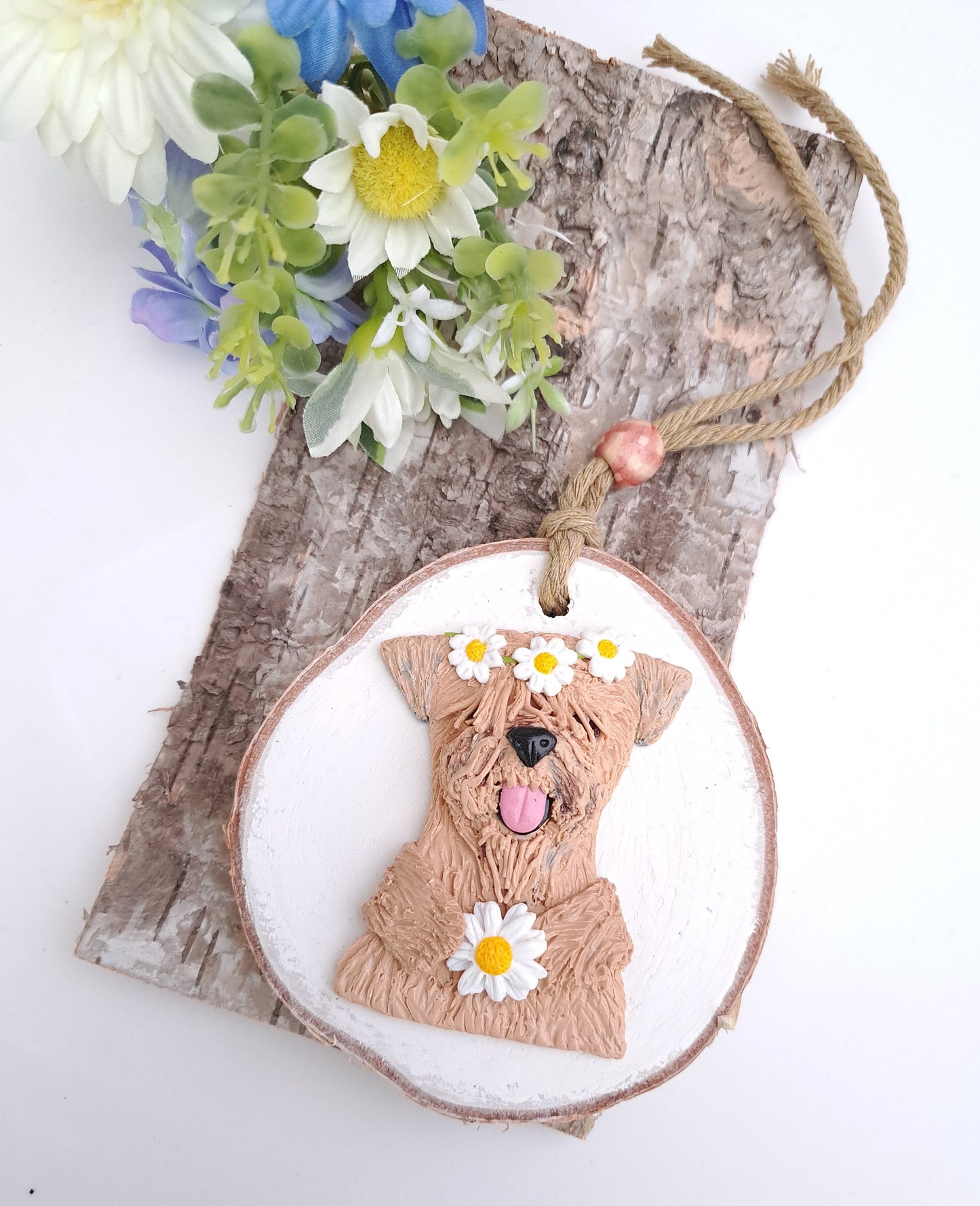 Wheaten Terrier & Daisies Wall Hanging