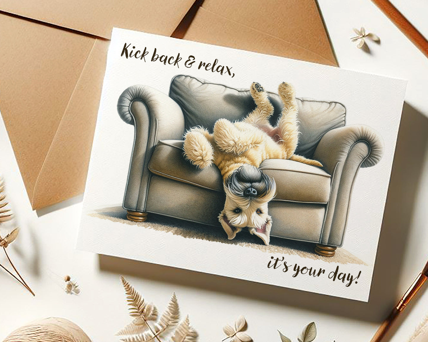 wheaten terrier kick back & relax card