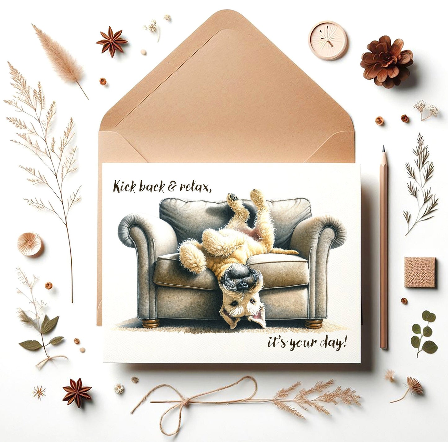 wheaten terrier kick back & relax card