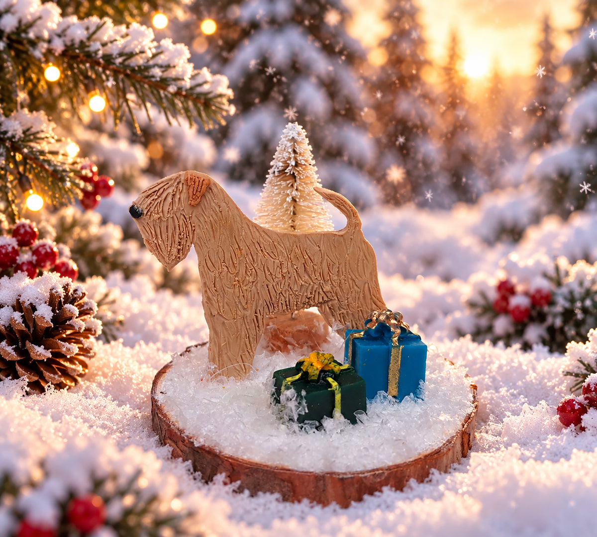 Wheaten Terrier On Wood Slice (small)