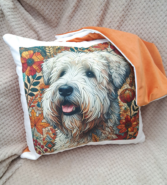 Velvet Two Colour Autumn Wheaten Cushion