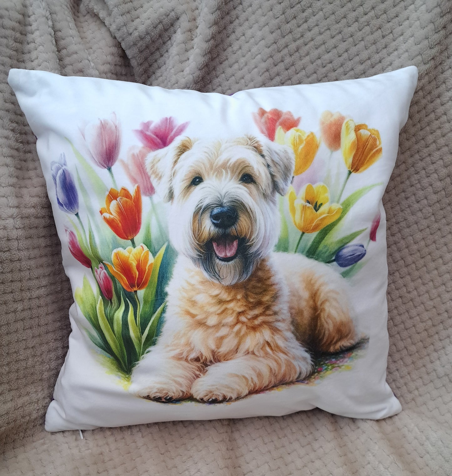 Velvet Two Colour Spring Wheaten Cushion