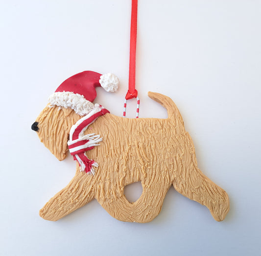 Running Wheaten In Santa Hat Tree Decoration