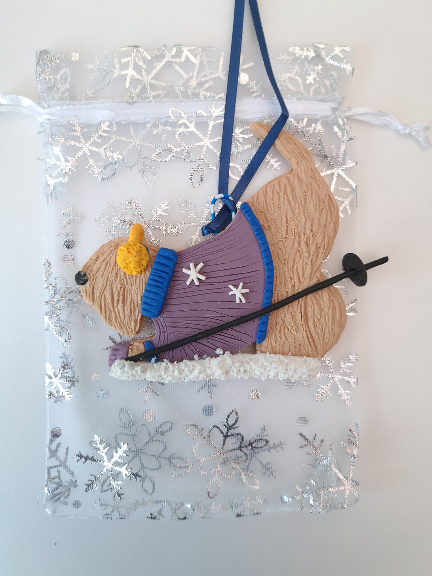 Wheaten Terrier Skiing In Snow Tree Decoration