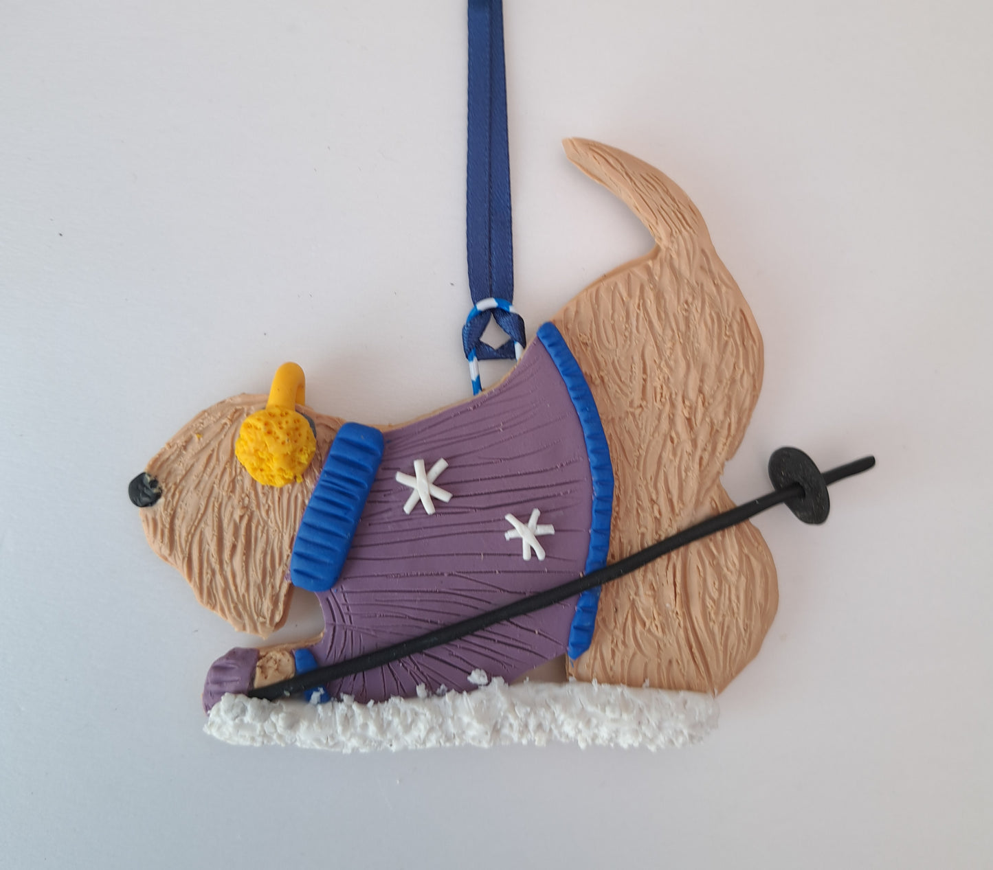 Wheaten Terrier Skiing In Snow Tree Decoration