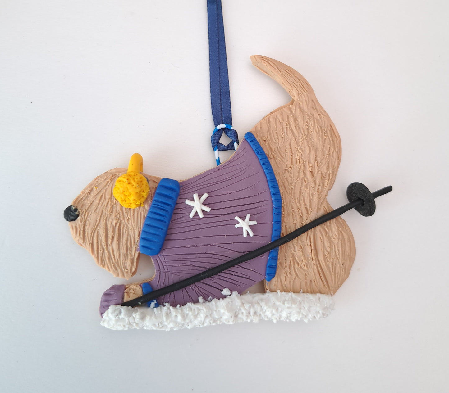 Wheaten Terrier Skiing In Snow Tree Decoration