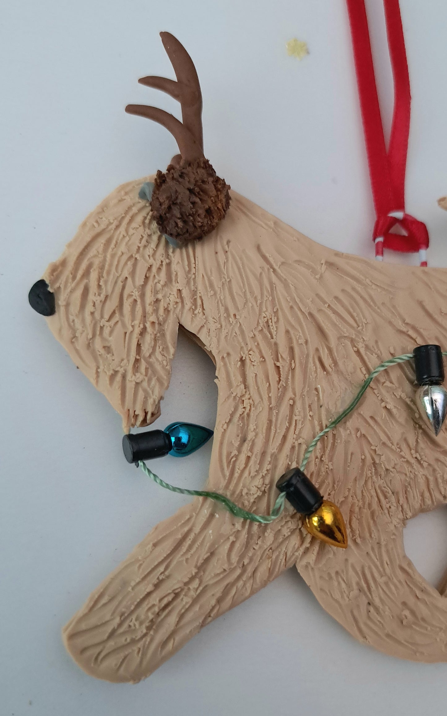 Wheaten Terrier Reindeer Antlers Tree Decoration