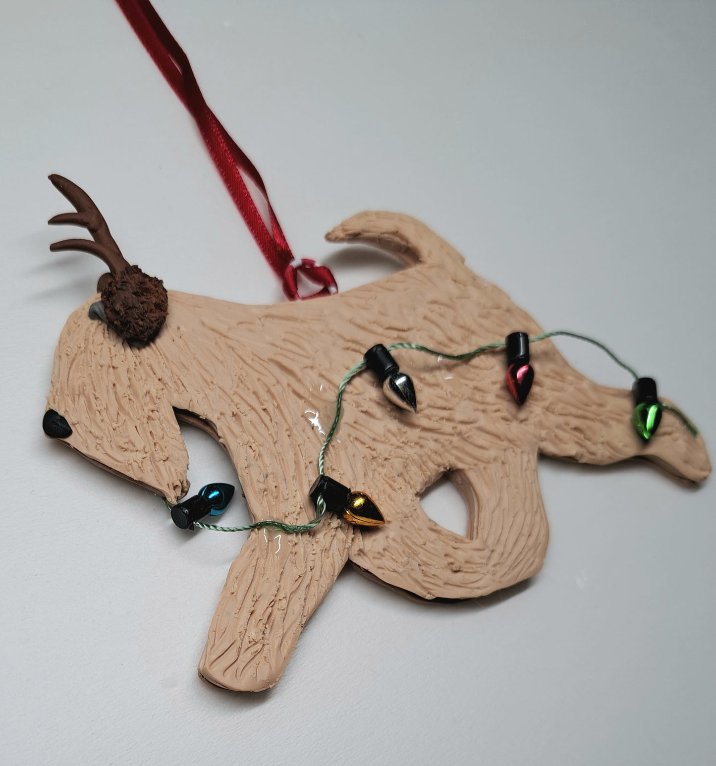 Wheaten Terrier Reindeer Antlers Tree Decoration
