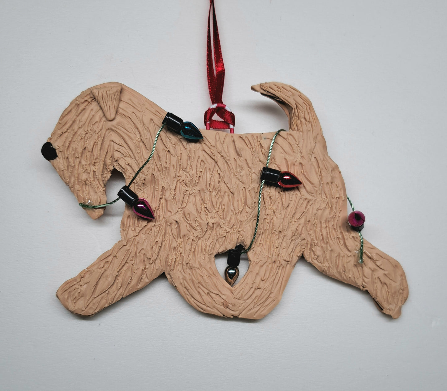 Wheaten Terrier Wrapped With Christmas Lights Tree Decoration