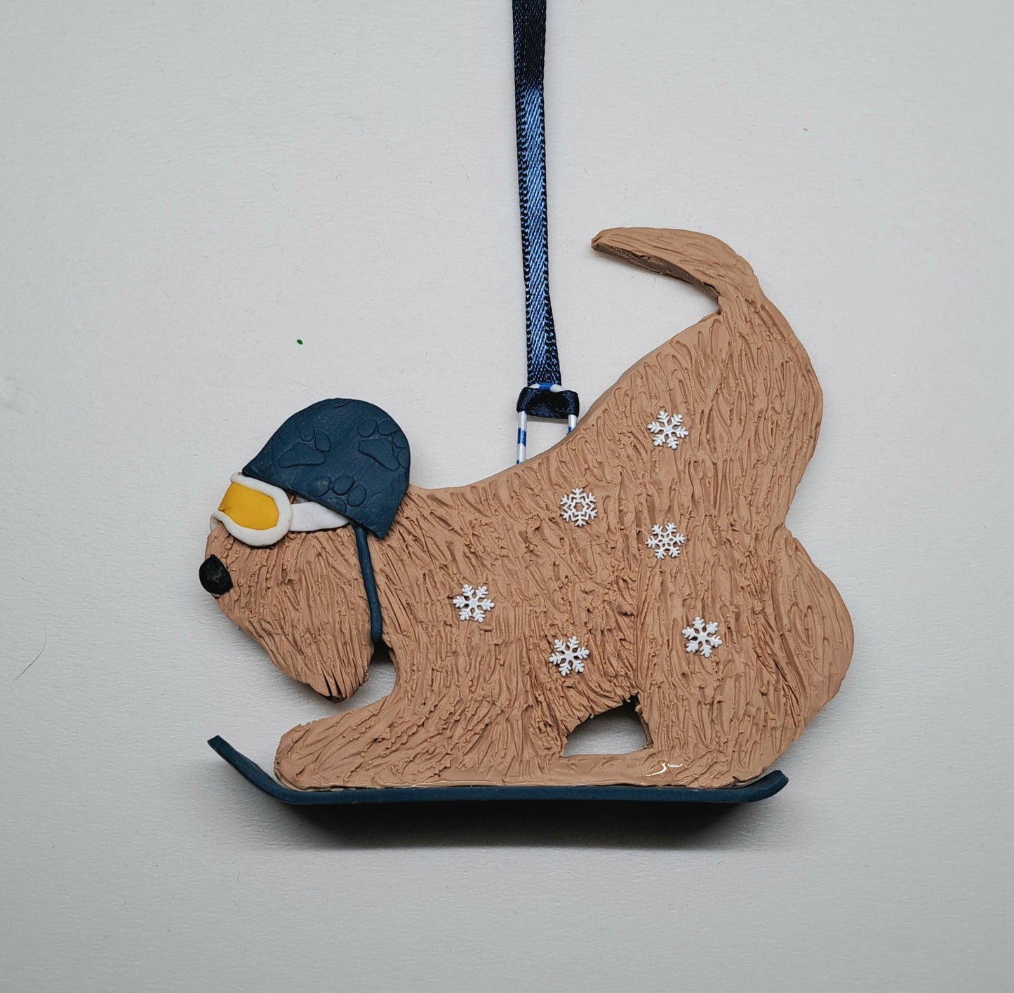 Wheaten Terrier Snowboarding Tree Decoration