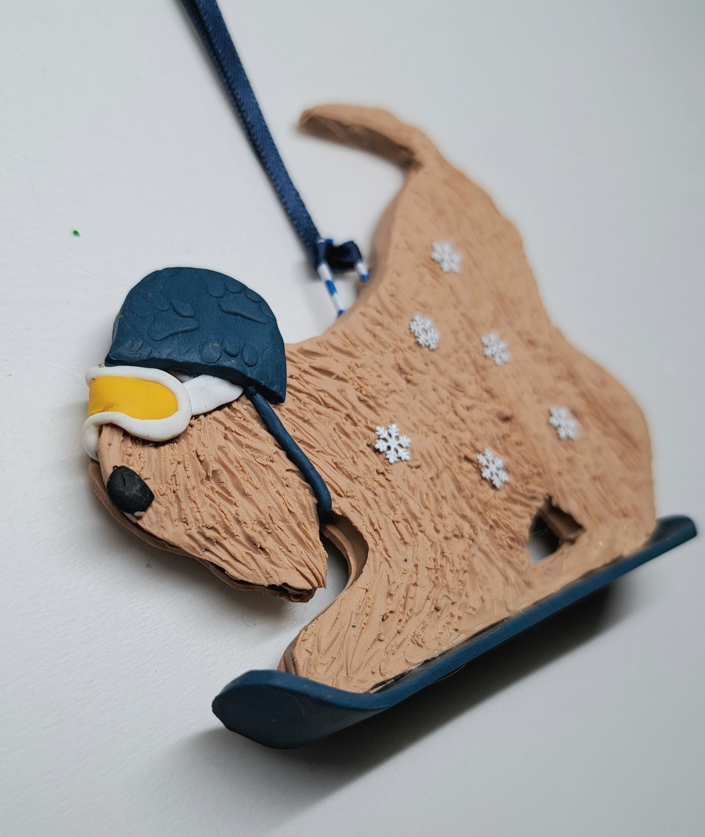 Wheaten Terrier Snowboarding Tree Decoration