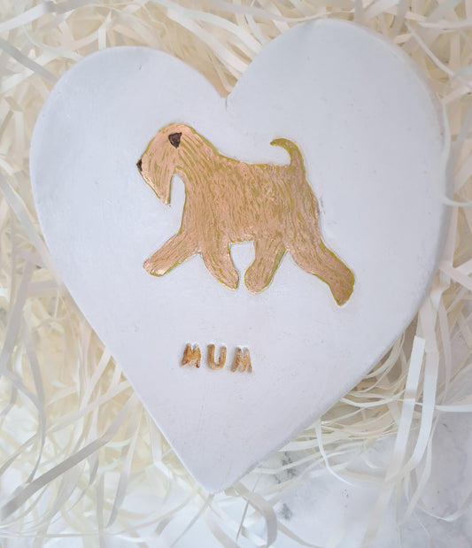Running Wheaten Mum Heart Trinket Dish
