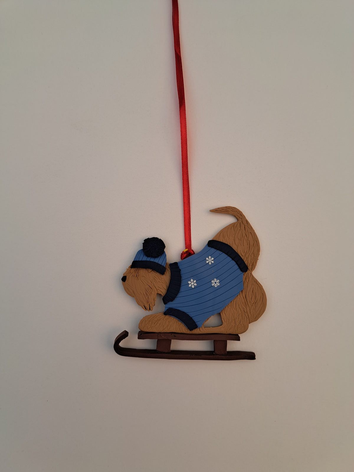 Wheaten Terrier Sledging Christmas Decoration