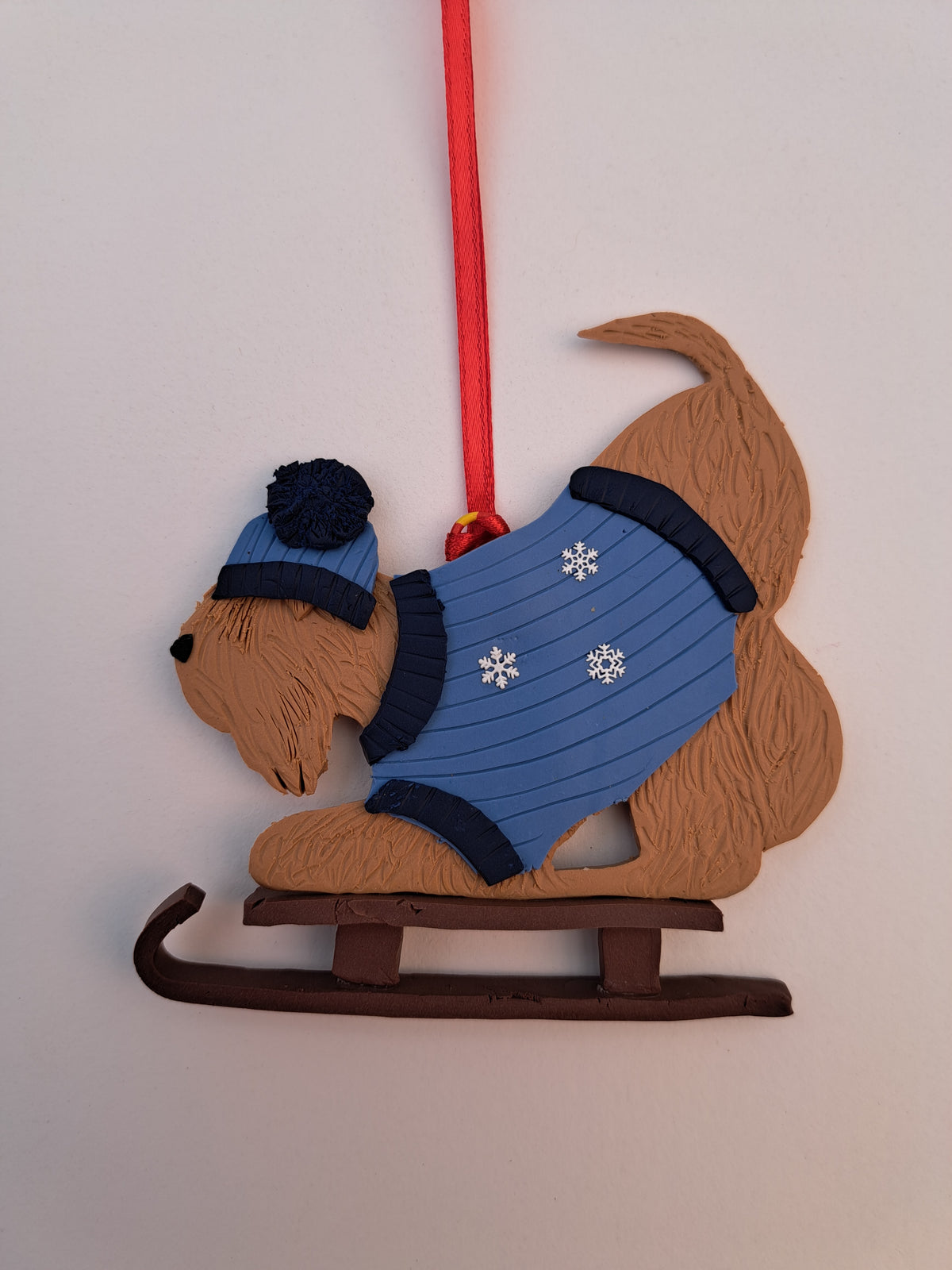 Wheaten Terrier Sledging Christmas Decoration