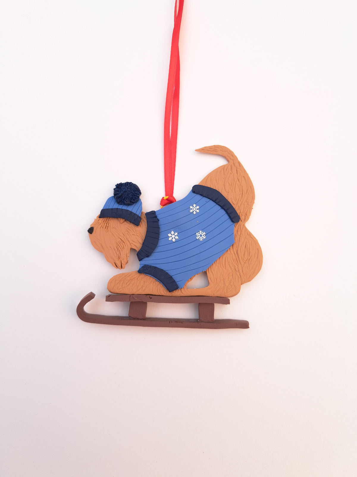 Wheaten Terrier Sledging Christmas Decoration