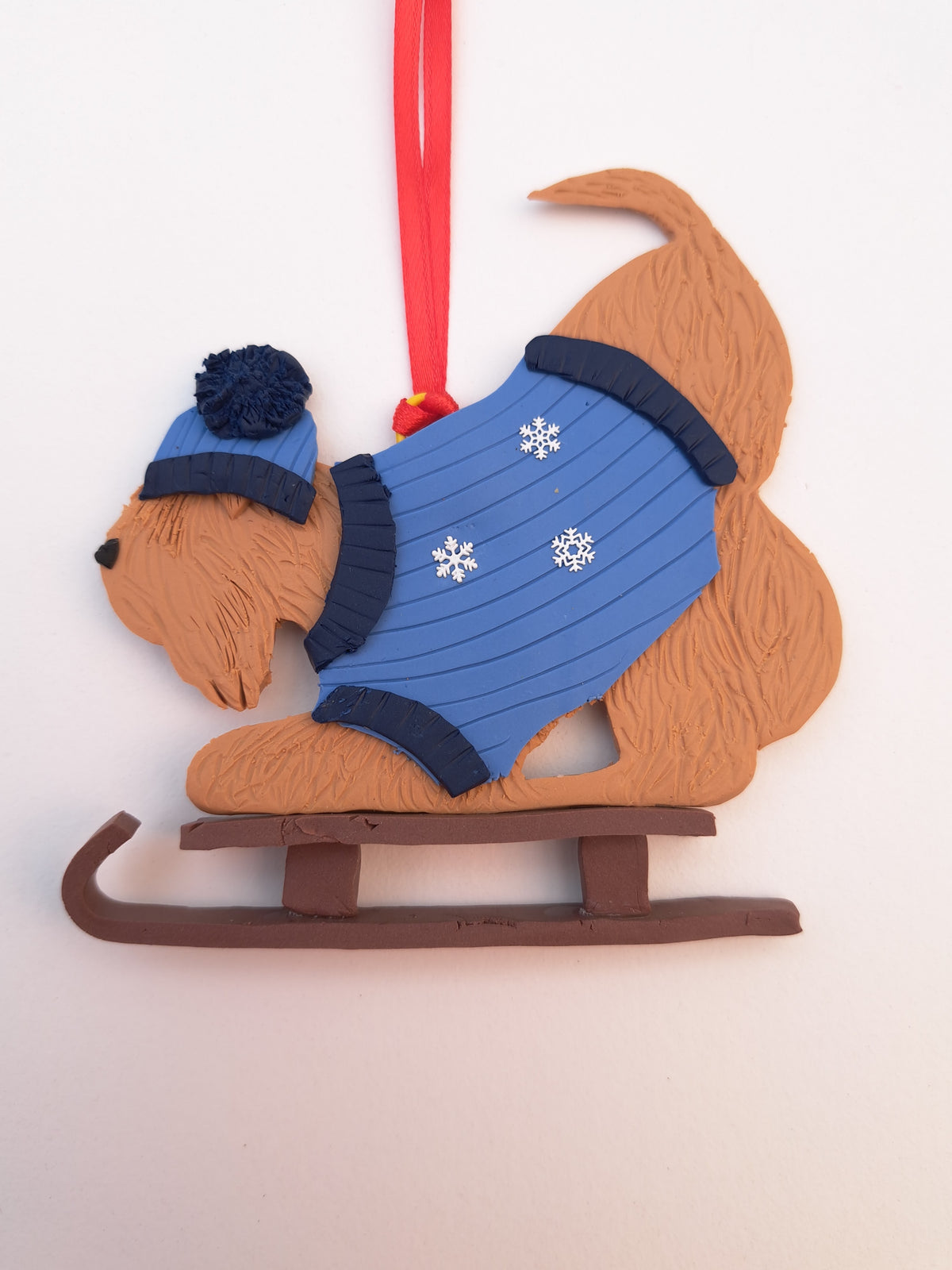Wheaten Terrier Sledging Christmas Decoration