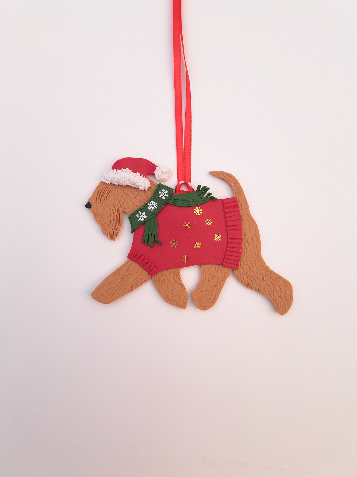 Festive Wheaten Terrier Christmas Decoration