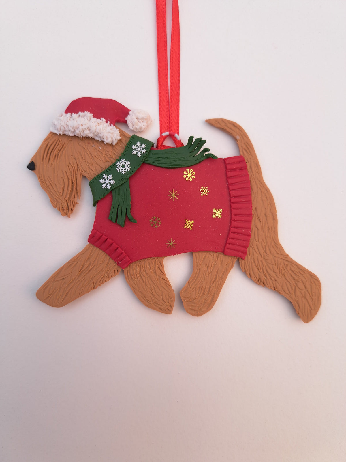 Festive Wheaten Terrier Christmas Decoration