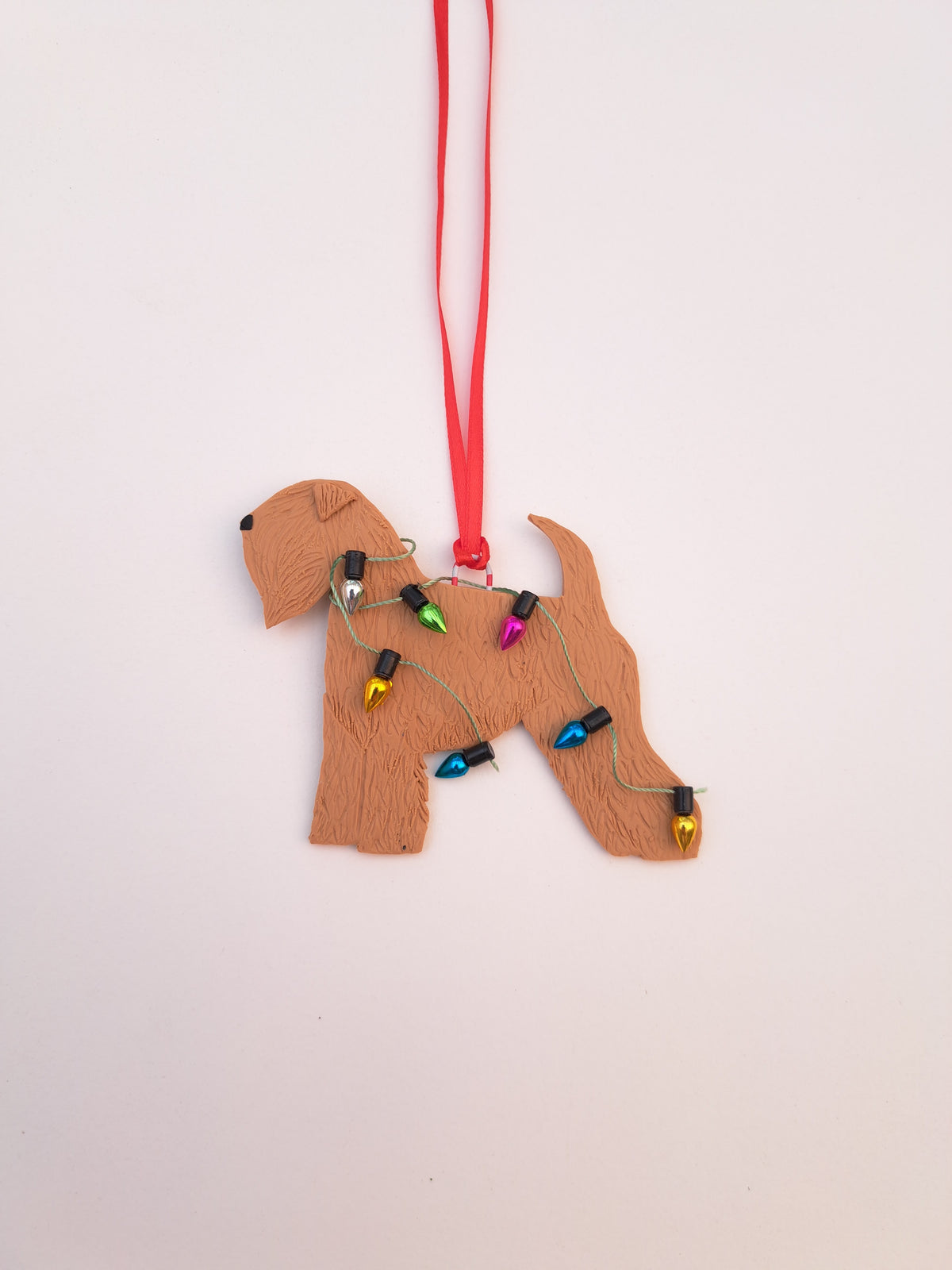 Wheaten Terrier Wrapped With Christmas Lights Tree Decoration