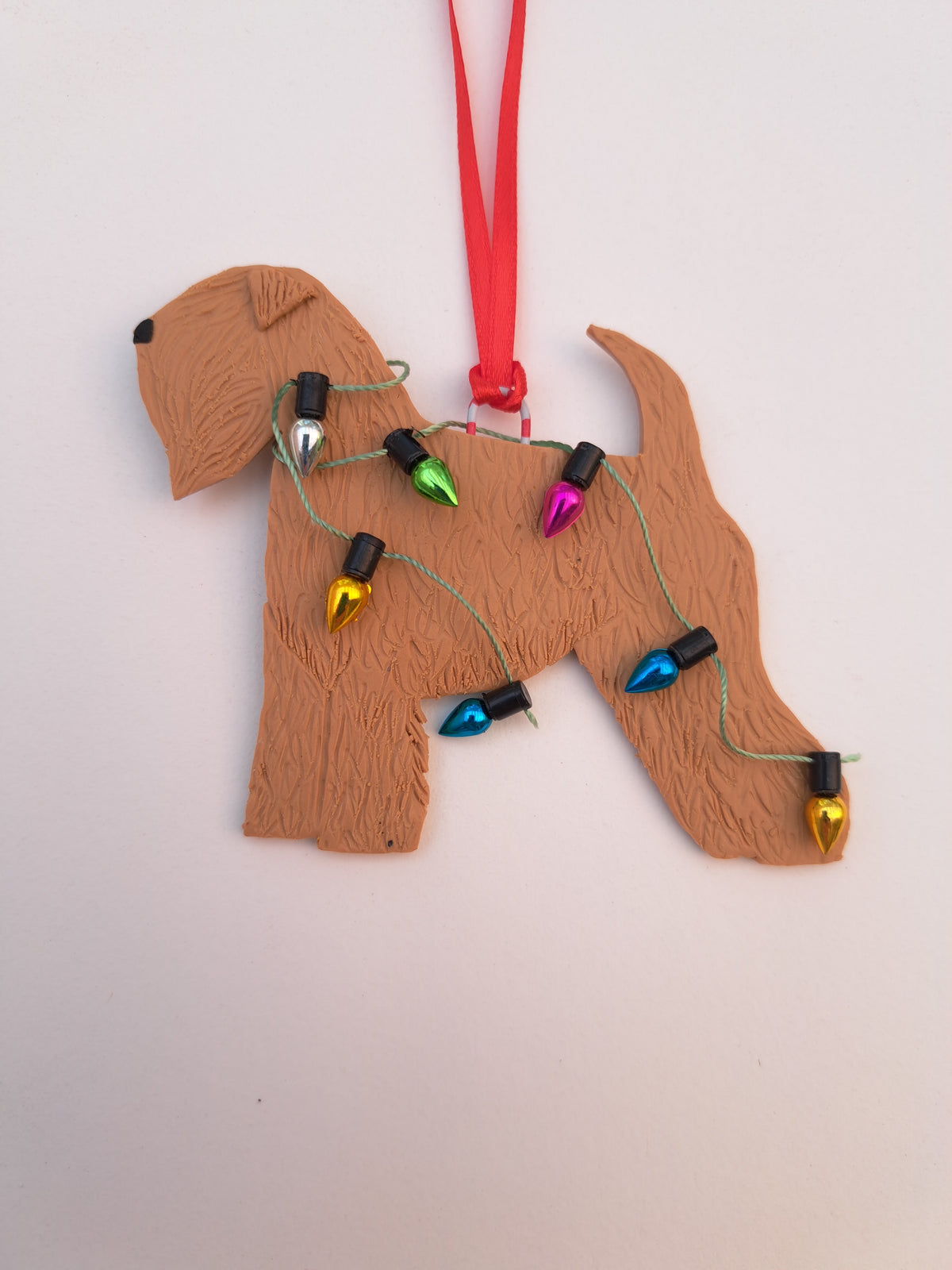 Wheaten Terrier Wrapped With Christmas Lights Tree Decoration