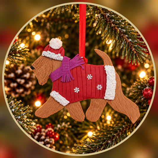 Wheaten Terrier In Festive Walking Outfit Christmas Decoration