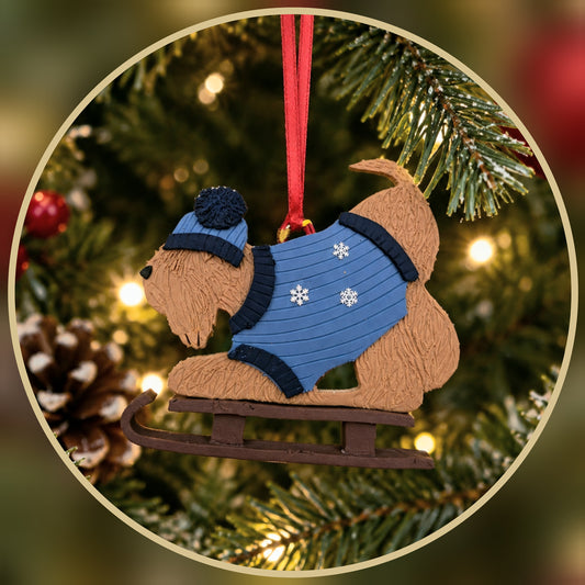Wheaten Terrier Sledging Christmas Decoration
