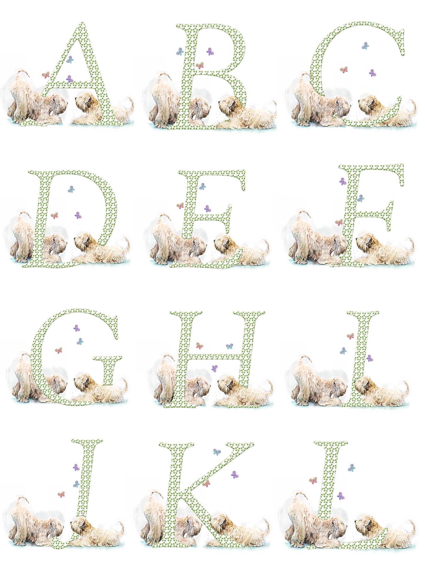 Wheaten Terrier Personalised Letter With Butterflies Keyring