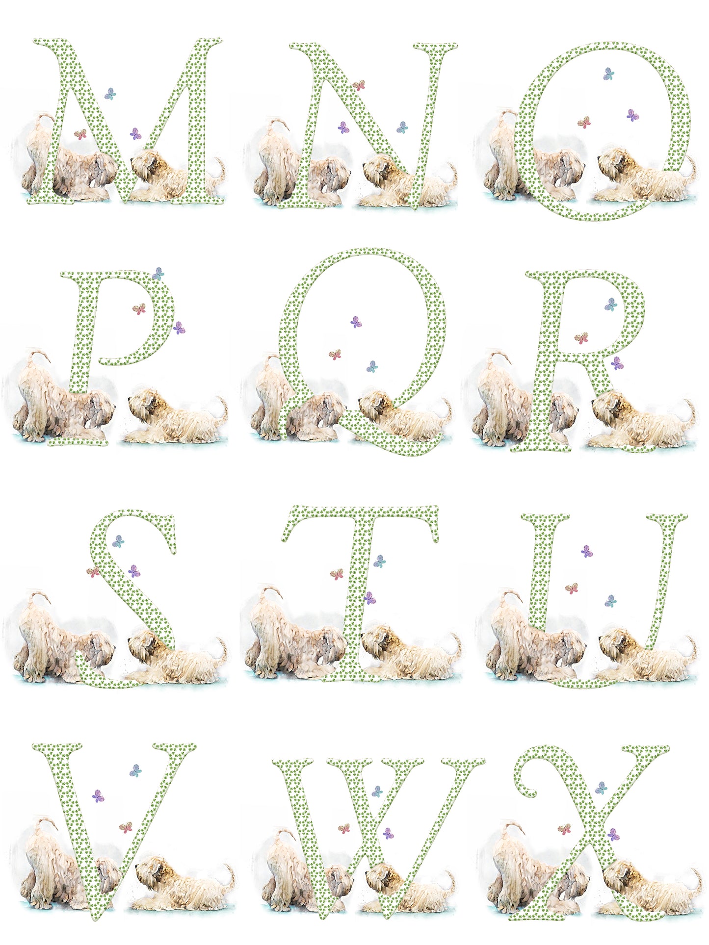 Wheaten Terrier Personalised Letter With Butterflies Keyring